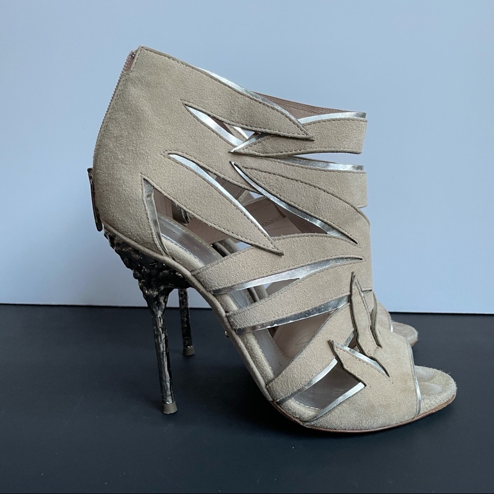 Sergio Rossi beige suede cut out booties - size 36